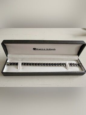 Rogers & Hollands Men's Black and Silver Adjustable Link Bracelet